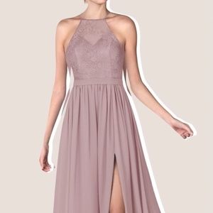 Azazie Patience Halter Dress In Dusk Size A4 Or 4
